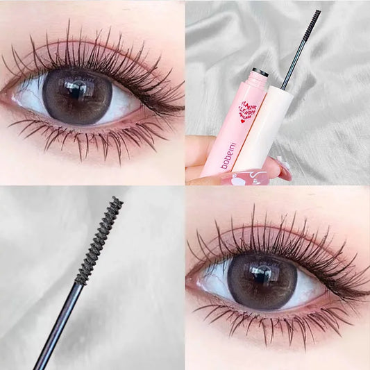 Ultra-Fine Brush Mascara Makeup Silk Fiber Lengthens Eyelashes Waterproof Fast Dry Matte Brown Black Curling Mascara Comestics